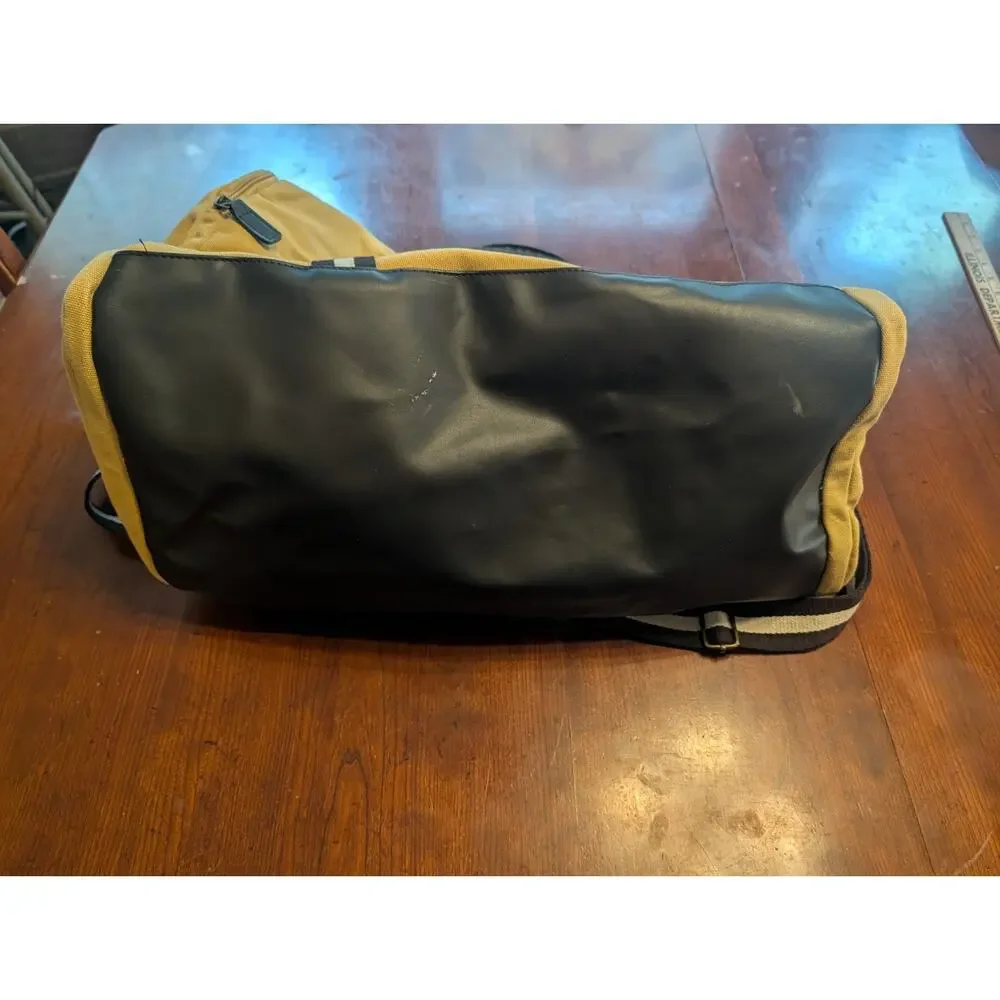 Heritage Supply Co. x Jimmy John's tan canvas weekender duffel bag